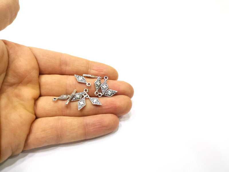 20 Silver Charms Antique Silver Plated Charms Double sided (16x6mm)  G16804