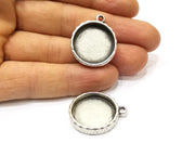 2 Silver Hammered Base Blank inlay Blank Pendant Base Resin Blank Mosaic Mountings Antique Silver Plated Metal (22mm blank )  G16808