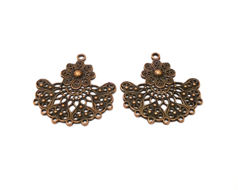 2 Copper Charm Connector Antique Copper Charm (36x34mm) G16819