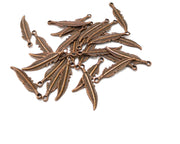 20 Feather Charm Antique Copper Charm (25x6mm) G16822