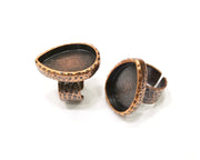 Copper Ring Blank Setting Cabochon Base inlay Ring Backs Mounting Adjustable Ring Base Bezel (25x18mm blank) Antique Copper Plated G16823
