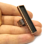Copper Ring Blank Setting Cabochon Base inlay Ring Backs Mounting Adjustable Ring Base Bezel (50x10mm blank) Antique Copper Plated G16824
