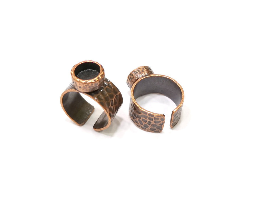 Copper Ring Blank Setting Cabochon Base inlay Ring Backs Mounting Adjustable Ring Base Bezel (8mm blank) Antique Copper Plated G16825