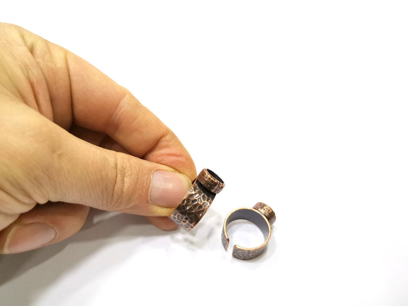 Copper Ring Blank Setting Cabochon Base inlay Ring Backs Mounting Adjustable Ring Base Bezel (8mm blank) Antique Copper Plated G16825