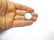 2 Silver Hammered Base Blank inlay Blank Pendant Base Resin Blank Mosaic Mountings Antique Silver Plated Metal (25mm blank )  G16827