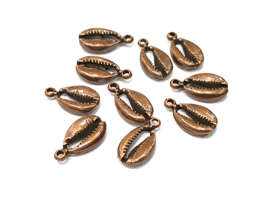 10 Cowrie Shell Charms Antique Copper Charm Antique Copper Plated Metal (18x10mm) G16828