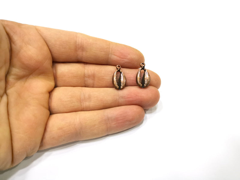 10 Cowrie Shell Charms Antique Copper Charm Antique Copper Plated Metal (18x10mm) G16828