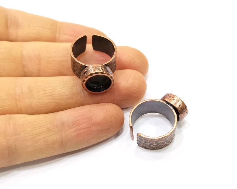Copper Ring Blank Setting Cabochon Base inlay Ring Backs Mounting Adjustable Ring Base Bezel (10mm blank) Antique Copper Plated G16829