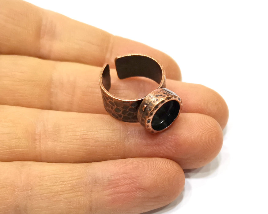 Copper Ring Blank Setting Cabochon Base inlay Ring Backs Mounting Adjustable Ring Base Bezel (10mm blank) Antique Copper Plated G16829