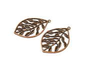 2 Leaf Charm Antique Copper Charm (49x30mm) G16832