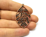 2 Leaf Charm Antique Copper Charm (49x30mm) G16832