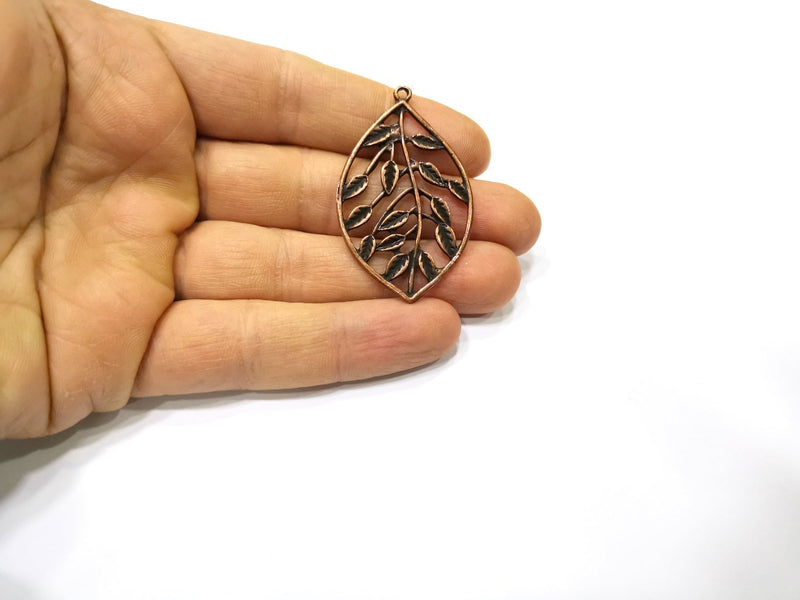 2 Leaf Charm Antique Copper Charm (49x30mm) G16832