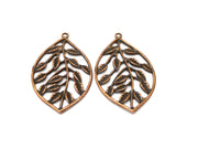 2 Leaf Charm Antique Copper Charm (49x30mm) G16832