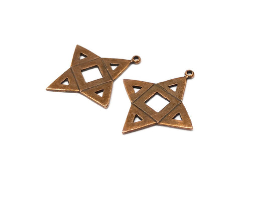 4 Star Charm Antique Copper Charm (36x33mm) G16833