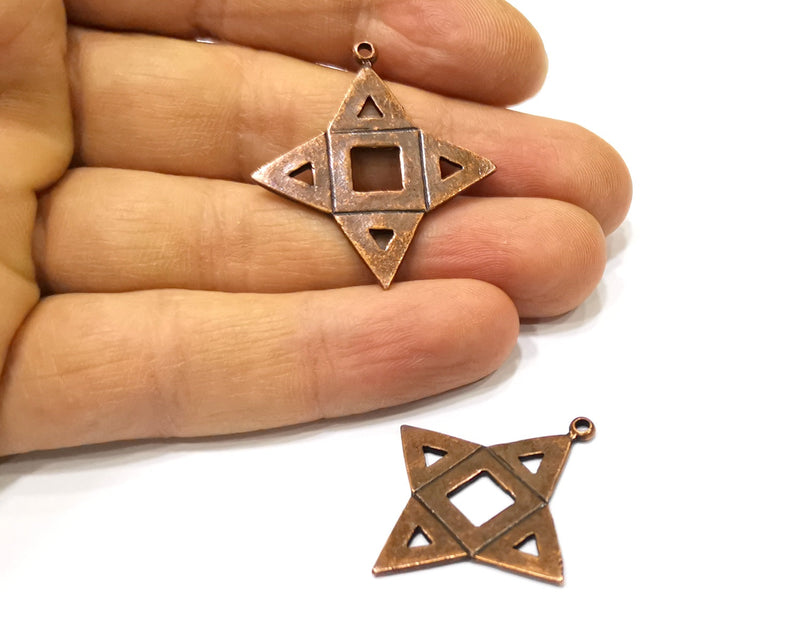 4 Star Charm Antique Copper Charm (36x33mm) G16833