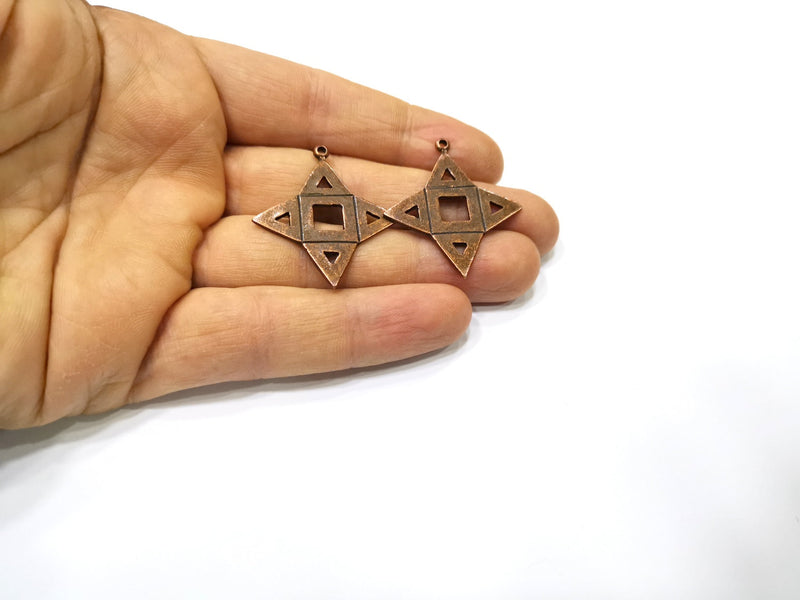 4 Star Charm Antique Copper Charm (36x33mm) G16833