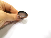 Copper Ring Blank Setting Cabochon Base inlay Ring Backs Mounting Adjustable Ring Base Bezel (30mm blank) Antique Copper Plated G16846