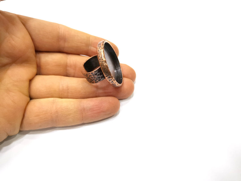 Copper Ring Blank Setting Cabochon Base inlay Ring Backs Mounting Adjustable Ring Base Bezel (30mm blank) Antique Copper Plated G16846