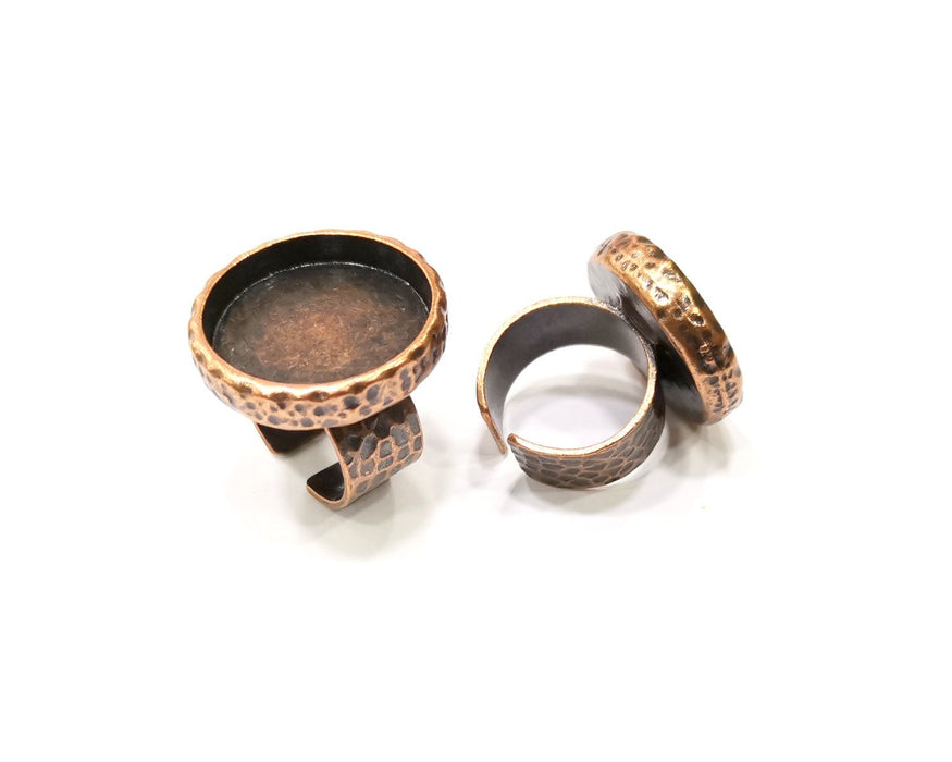 Copper Ring Blank Setting Cabochon Base inlay Ring Backs Mounting Adjustable Ring Base Bezel (22mm blank) Antique Copper Plated G16840