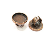 Copper Ring Blank Setting Cabochon Base inlay Ring Backs Mounting Adjustable Ring Base Bezel (30mm blank) Antique Copper Plated G16846