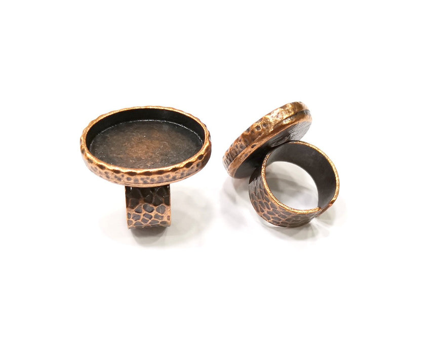 Copper Ring Blank Setting Cabochon Base inlay Ring Backs Mounting Adjustable Ring Base Bezel (25x18mm blank) Antique Copper Plated G16847