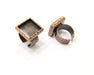 Copper Ring Blank Setting Cabochon Base inlay Ring Backs Mounting Adjustable Ring Base Bezel (16x16mm blank) Antique Copper Plated G16850