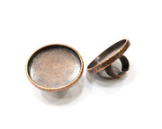 Copper Ring Blank Setting Cabochon Base inlay Ring Backs Mounting Adjustable Ring Base Bezel (40mm blank) Antique Copper Plated G16851