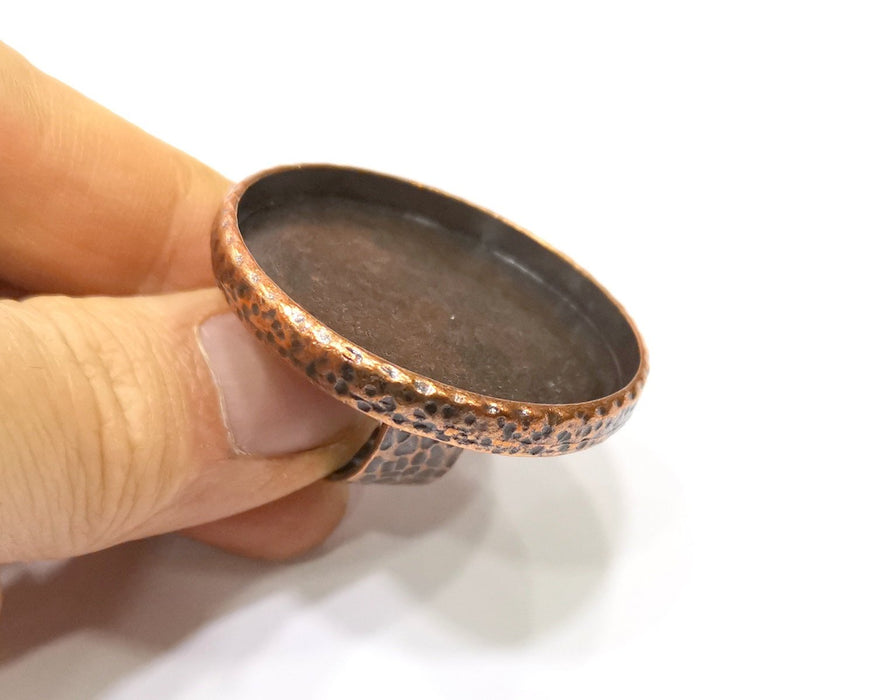 Copper Ring Blank Setting Cabochon Base inlay Ring Backs Mounting Adjustable Ring Base Bezel (40mm blank) Antique Copper Plated G16851