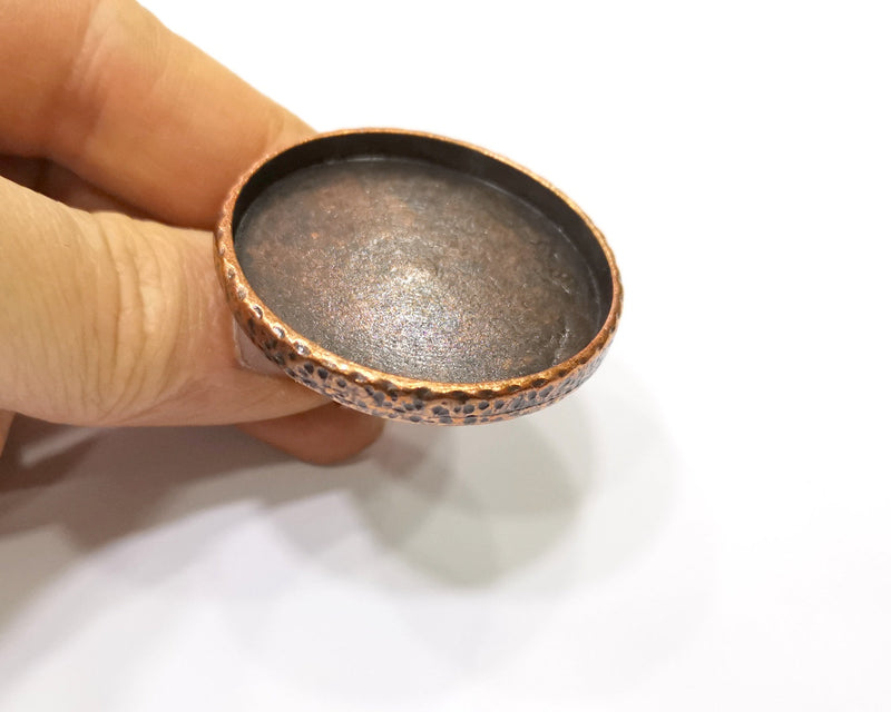Copper Ring Blank Setting Cabochon Base inlay Ring Backs Mounting Adjustable Ring Base Bezel (40mm blank) Antique Copper Plated G16851