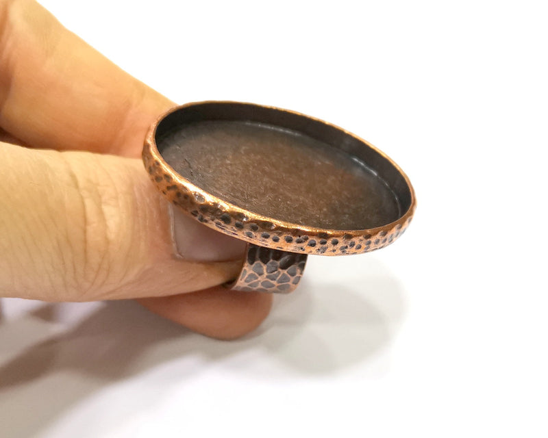 Copper Ring Blank Setting Cabochon Base inlay Ring Backs Mounting Adjustable Ring Base Bezel (40x30mm blank) Antique Copper Plated G16862