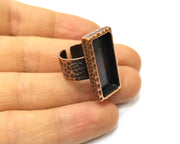 Copper Ring Blank Setting Cabochon Base inlay Ring Backs Mounting Adjustable Ring Base Bezel (25x10mm blank) Antique Copper Plated G16863