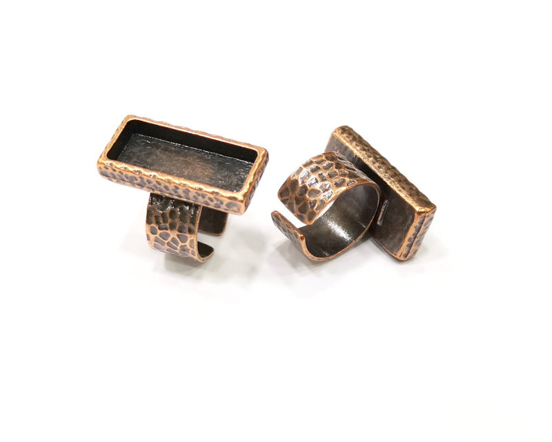 Copper Ring Blank Setting Cabochon Base inlay Ring Backs Mounting Adjustable Ring Base Bezel (25x10mm blank) Antique Copper Plated G16863