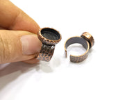 Copper Ring Blank Setting Cabochon Base inlay Ring Backs Mounting Adjustable Ring Base Bezel (14x10mm blank) Antique Copper Plated G16864