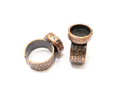 Copper Ring Blank Setting Hammered Cabochon Base inlay Ring Backs Mounting Adjustable Ring Base Bezel (12mm) Antique Copper Plated G16865