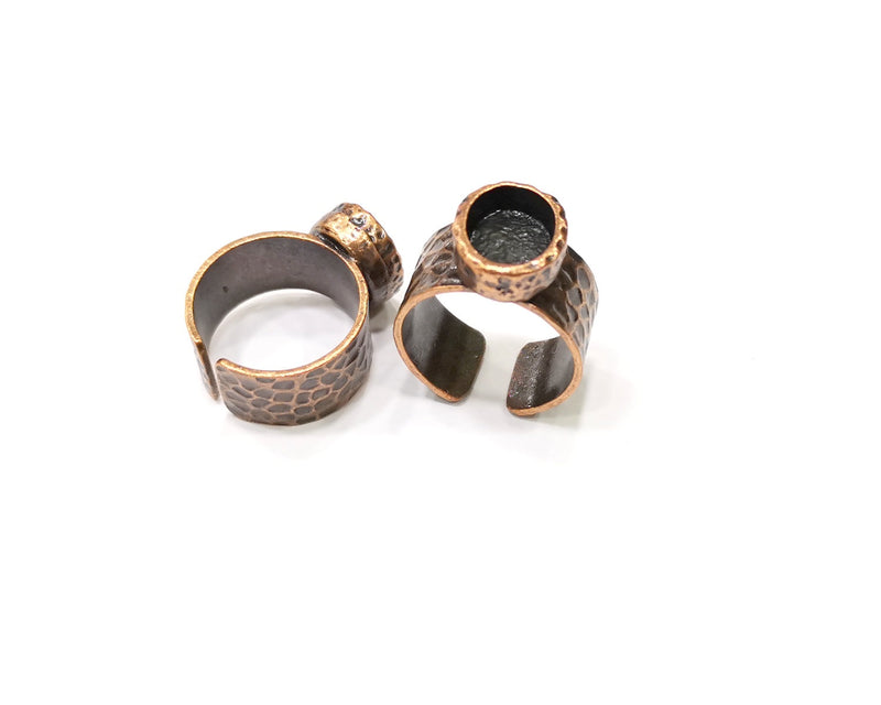 Copper Ring Blank Setting Cabochon Base inlay Ring Backs Mounting Adjustable Ring Base Bezel (10x8mm blank) Antique Copper Plated G16875
