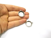 2 Silver Hammered Base Blank inlay Blank Pendant Base Resin Blank Mosaic Mountings Antique Silver Plated Metal (20mm blank )  G16876