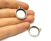 2 Silver Hammered Base Blank inlay Blank Pendant Base Resin Blank Mosaic Mountings Antique Silver Plated Metal (20mm blank )  G16876