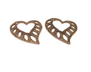 2 Heart Charm Antique Copper Charm (40x38mm) G16881