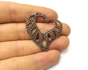 2 Heart Charm Antique Copper Charm (40x38mm) G16881