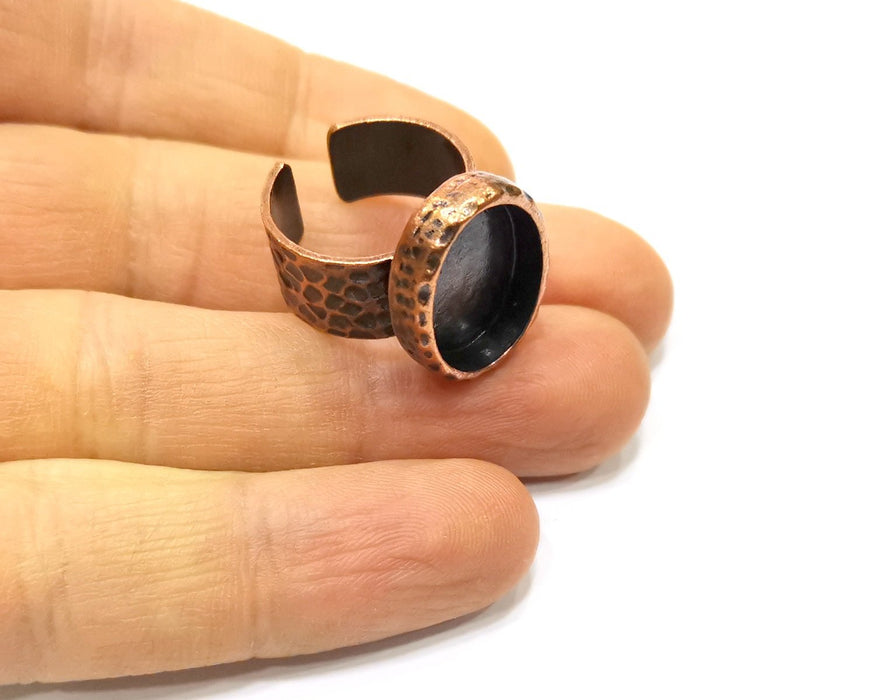 Copper Ring Blank Setting Cabochon Base inlay Ring Backs Mounting Adjustable Ring Base Bezel (18x13mm blank) Antique Copper Plated G16887