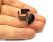 Copper Ring Blank Setting Hammered Cabochon Base inlay Ring Backs Mounting Adjustable Ring Base Bezel (18x13mm) Antique Copper Plated G16898