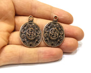 2 Copper Charm Connector Antique Copper Charm (37x25mm) G16899