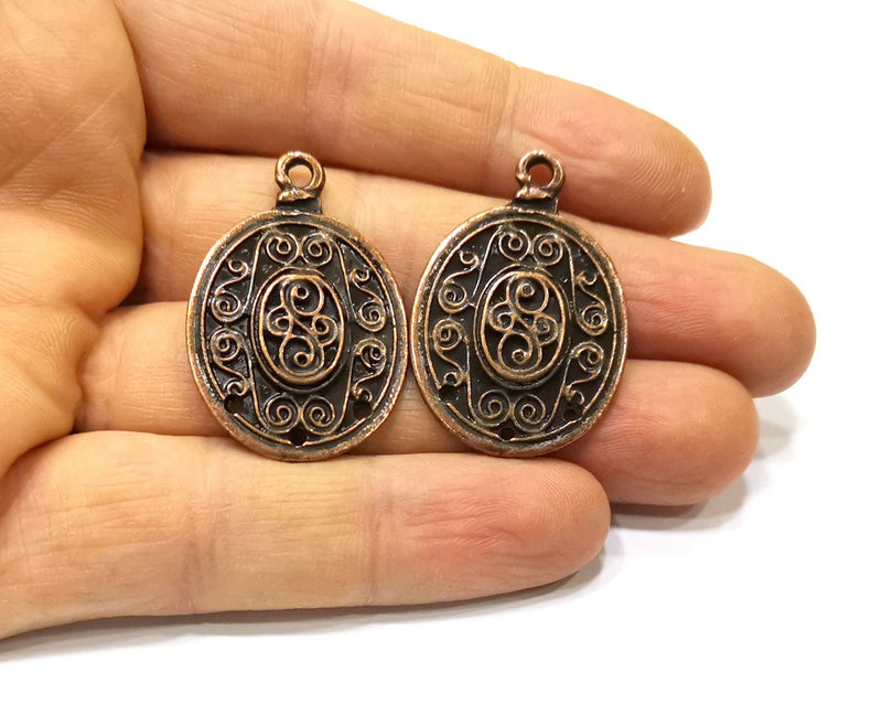 2 Copper Charm Connector Antique Copper Charm (37x25mm) G16899