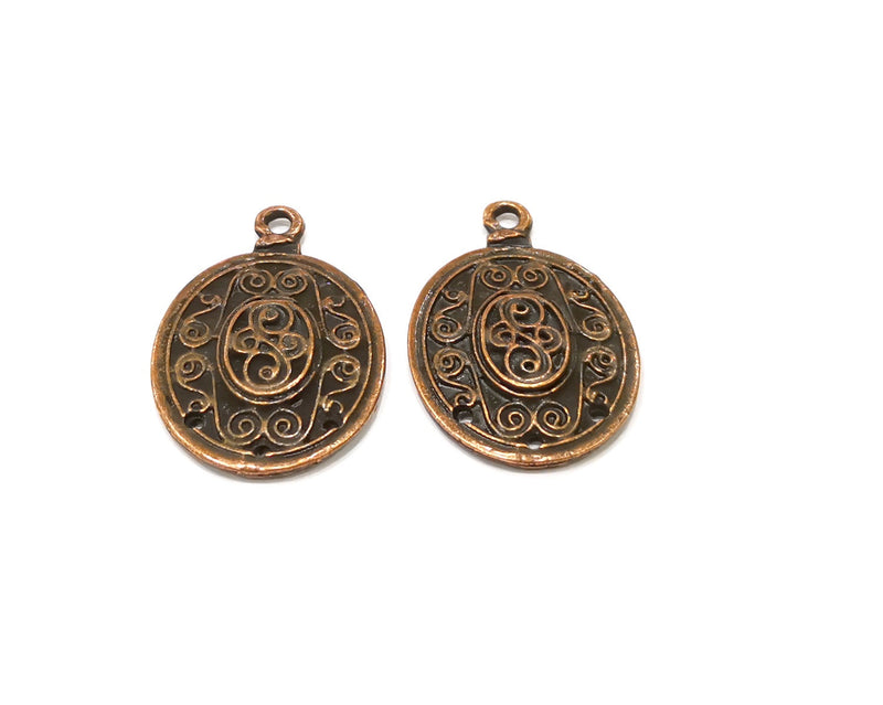 2 Copper Charm Connector Antique Copper Charm (37x25mm) G16899