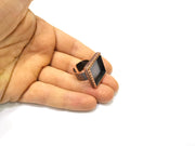 Copper Ring Blank Setting Hammered Cabochon Base inlay Ring Backs Mounting Adjustable Ring Base Bezel (20x20mm) Antique Copper Plated G16902