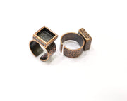 Copper Ring Blank Setting Hammered Cabochon Base inlay Ring Backs Mounting Adjustable Ring Base Bezel (10x10mm) Antique Copper Plated G16905