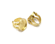 Raw Brass Ring Blank Bezel Settings Cabochon Base Mountings Adjustable Resin Blank  (19x16mm blank ) G16913