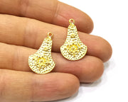 4 Flower Charms Gold Plated Charms  (26x16mm)  G16916