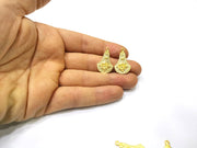 4 Flower Charms Gold Plated Charms  (26x16mm)  G16916