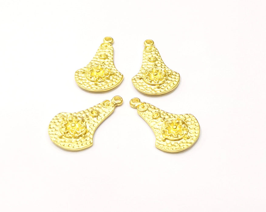 4 Flower Charms Gold Plated Charms  (26x16mm)  G16916
